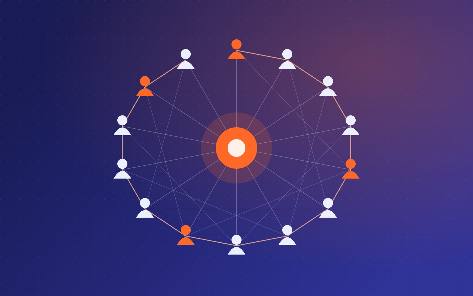 Illustration: a circle of connected people linked to a shared centre